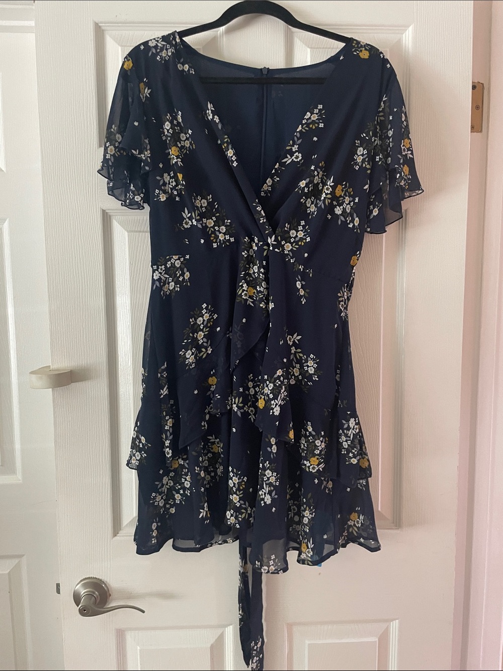 Cupshe Navy Floral Tie-Front Mini Dress
